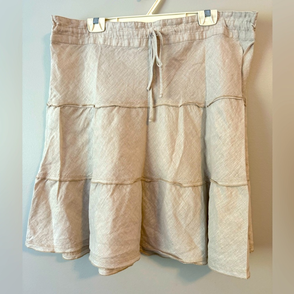 Caslon Natural Linen Lightweight Summer Drawstring Skirt XL size